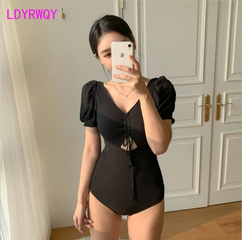 

LDYRWQY South Korea new female high waist retro ancient ways show thin conservative sexy temperament bikini swimsuit