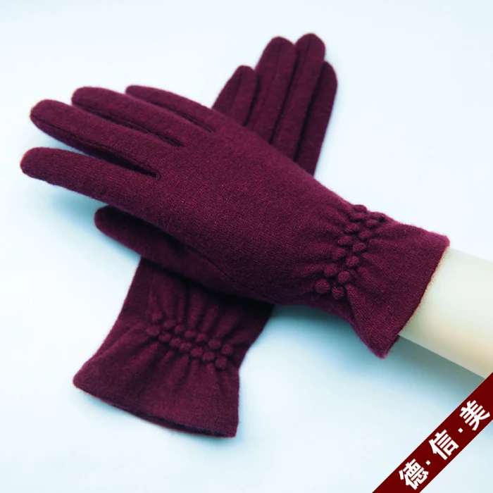 Autumn and Winter New Single for Women Cashmere Wool Gloves Touch Screen Five Finger Driving Warm-Keeping and Cold-Proof