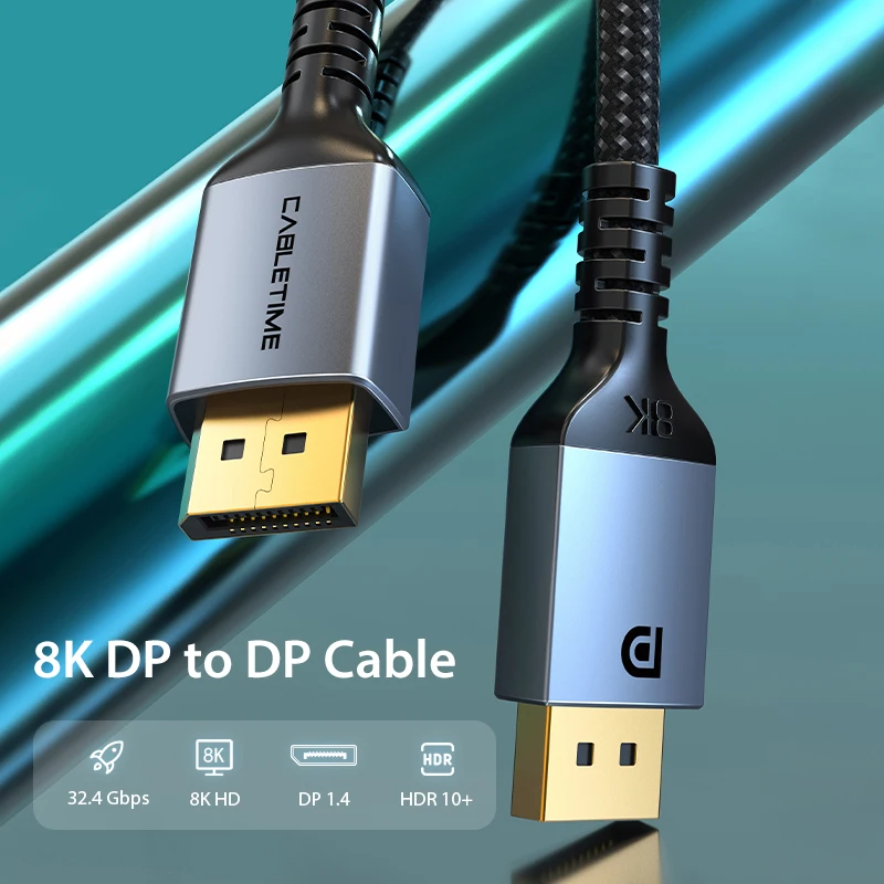 CABLETIME DisplayPort Kabel 8K 144Hz 4K 60Hz DP Vedio displayport auf DisplayPort Kabel für HDTV Projektor PC DP Kabel C071