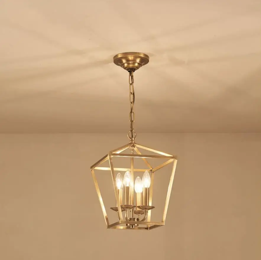 

Diamond Style Copper Brass Golden Hanging Chain Chandelier Bird Cage Nest Dinning Living Room Golden Ceiling Chandelier