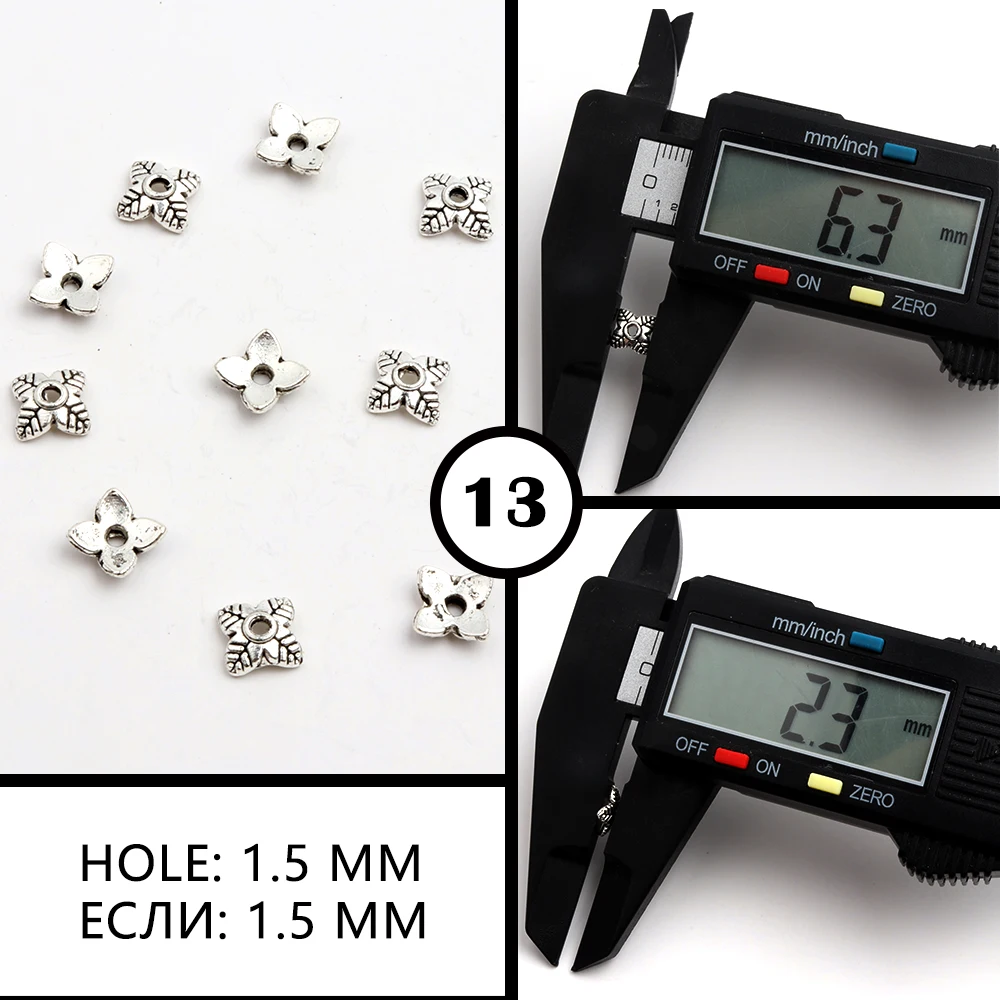 50 stücke Antike Kupfer Splitter Bronze Gold Runde Polygon Hohlen Form Metall Spacer Blume Perlen Kappen Für Schmuck Ketten, Der DIY – Detail 19