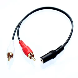 Jack 3.5mm Stereo Female to Y Dual RCA Male Plug Adapter Short Cable For DVD TV Amplifier