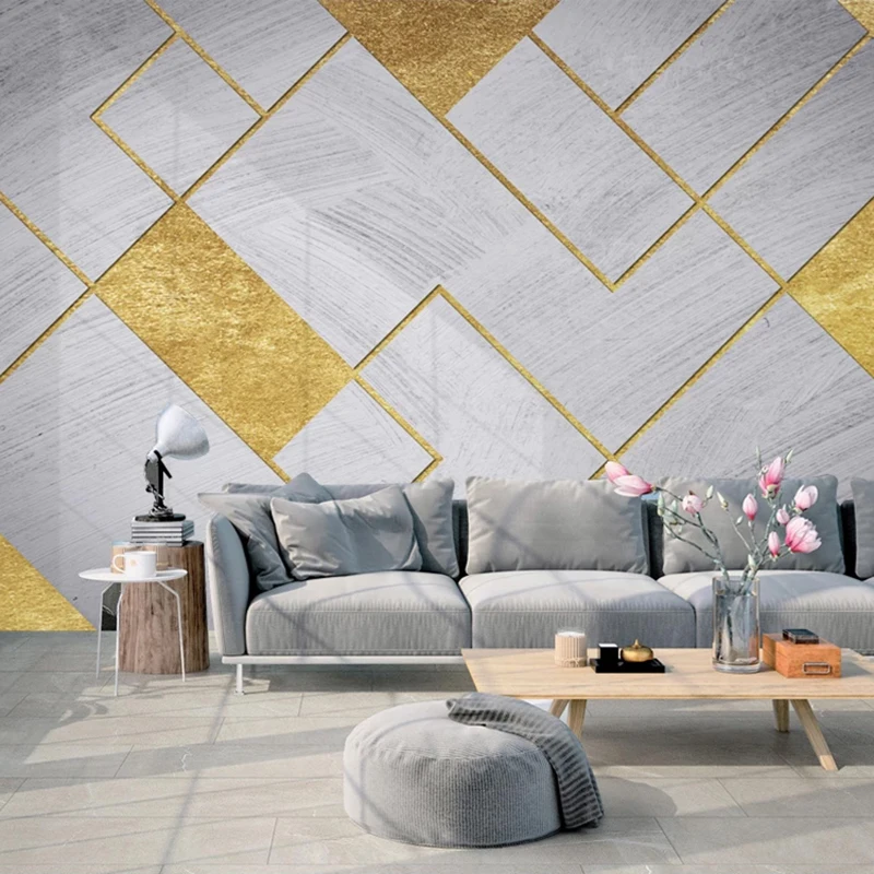 Custom Mural Wallpaper 3D Personality Golden Geometric Fresco Creative Art Bedroom Sofa Living Room TV Background Wall Paper 3D