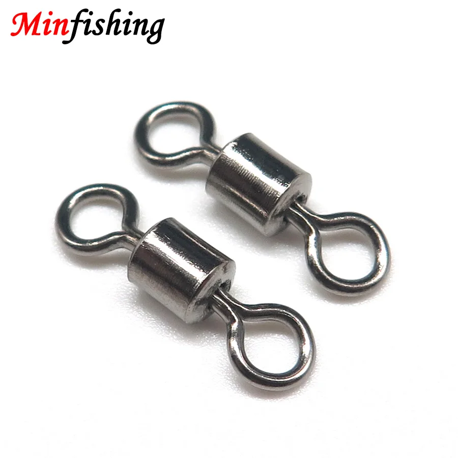 

Minfishing 25/50/100 PCS/Lot Rolling Swivels Fishing Ball Bearing Swivel Solid Ring Stainless Steel Fishing Hook Connector