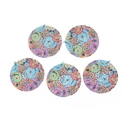 Iron Based Alloy Enamel Painting Pendants Round Green Multicolor Butterfly Filigree 38mm(1 4/8