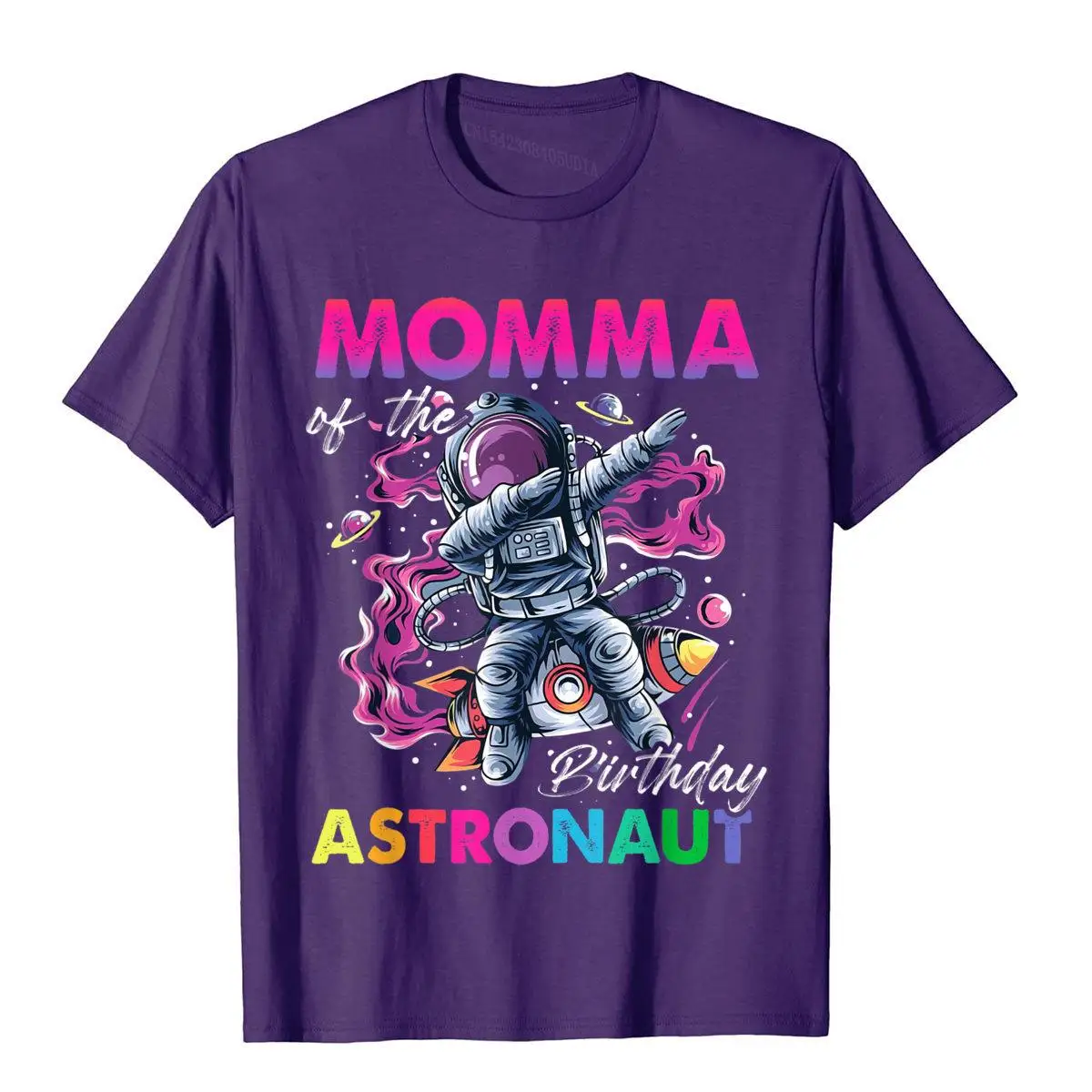 Momma Of The Birthday Astronaut Space Theme Harajuku Funny T-Shirt Cotton 3D Printed Tops & Tees Wholesale Men Top T-Shirts