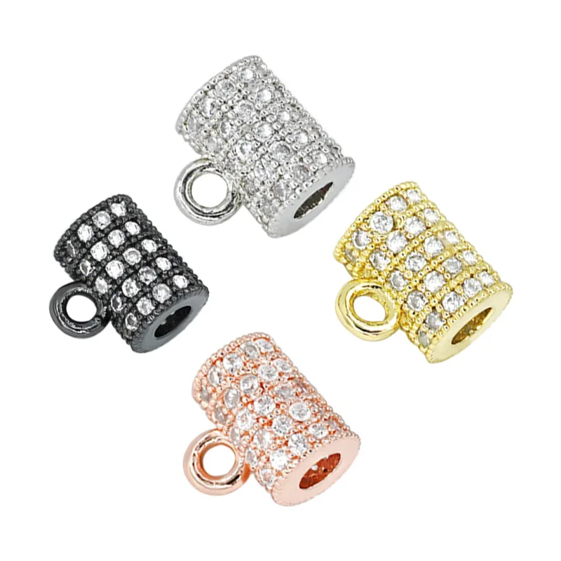 AAA Cubic Zirconia Crystal Tube Pendant For Necklace Bracelet Makings CZ Zircon Beads Rose-gold Gunmetal Jewelry Findings DIY
