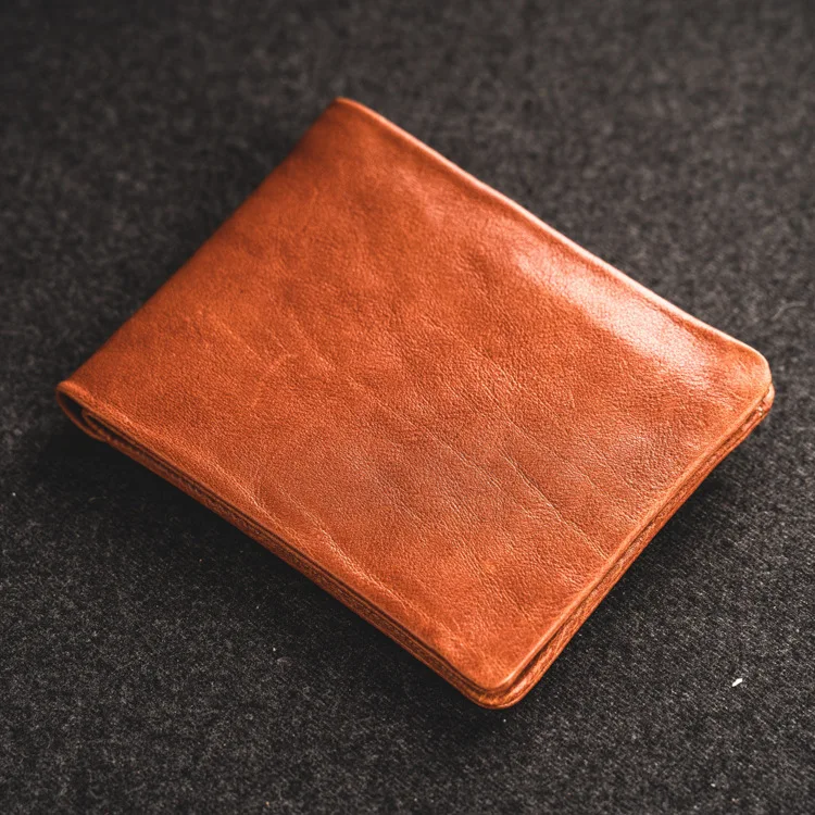 

Men's Short Wallet First Layer Cowhide Card Holder Men's Casual Genuine Leather Retro Horizontal Business Wallet