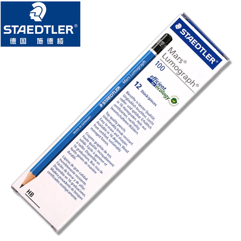 12pcs STAEDTLER Sketch Graphite Pencil Mars Lumograph 100 Professional Drawing Sketching Art Supplies 19 Lead Grade Available