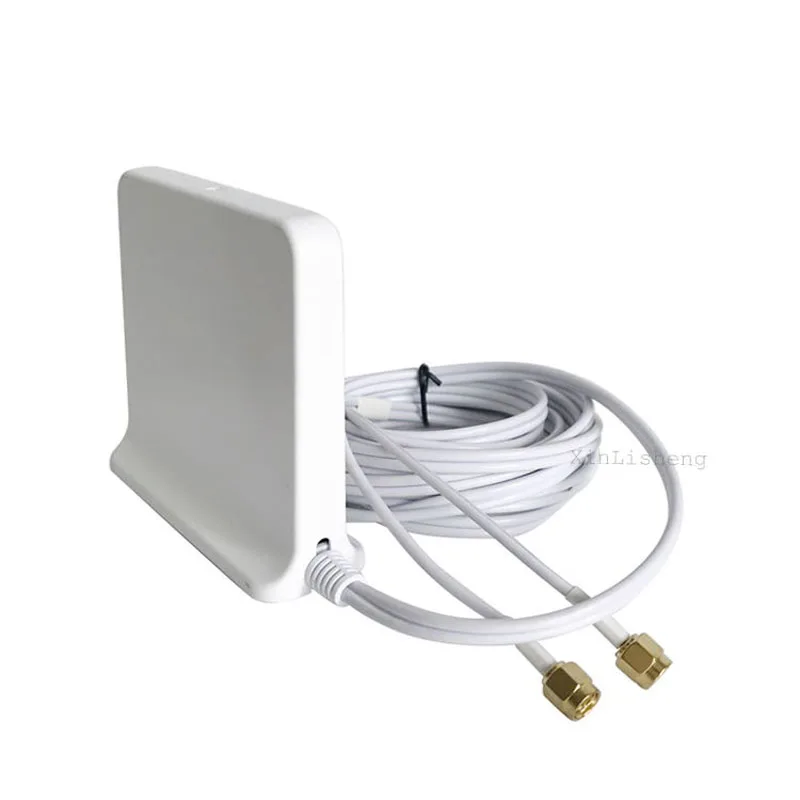 Factory price 5G+5G 2x2 MIMO High gain 12dBi 600~6000Mhz indoor omni 5G Antenna with 2 cables for communication