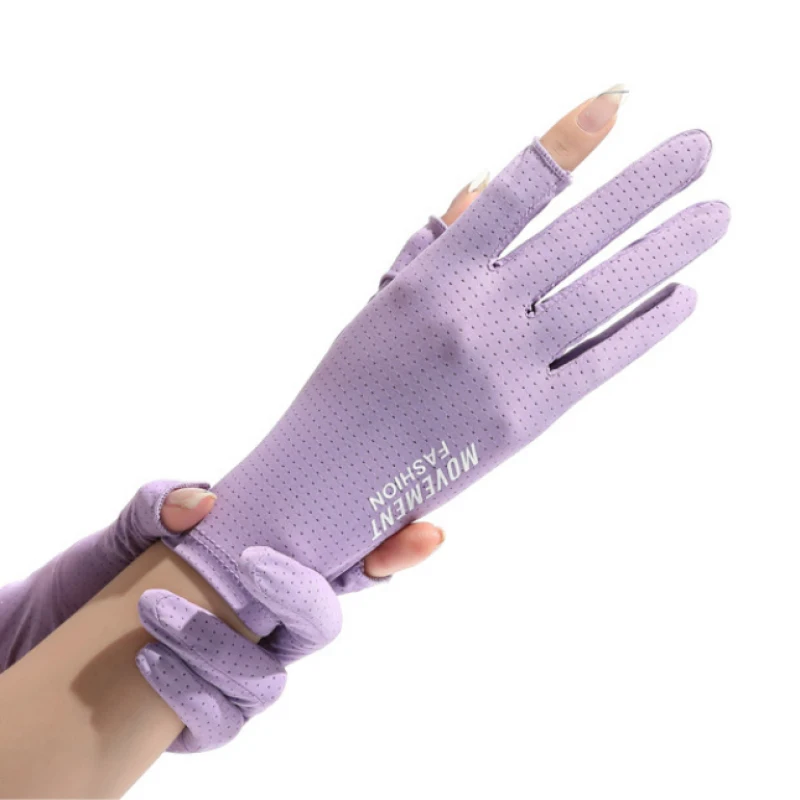 

Ice Silk Thin Women Summer Anti-UV Breathable Drive Sunscreen Sports Gloves Cover Scars Elasticity Cycling Non-Slip Fishing TK39