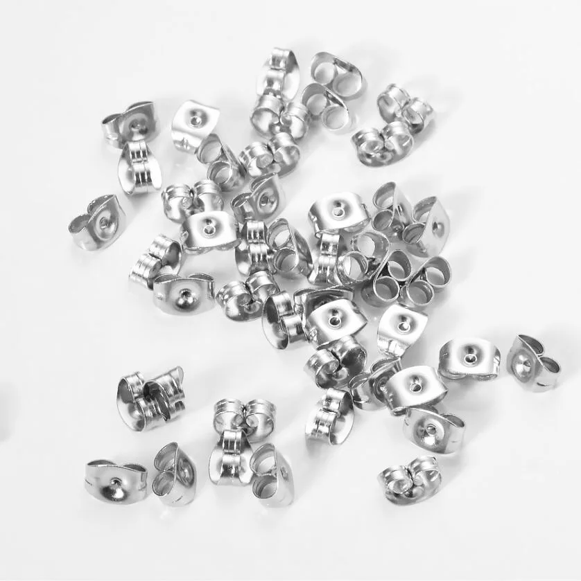 100Pcs 2 Kleuren Vlinder Oorbellen Terug Rvs Stopper Studs Oor Inpluggen Voor Diy Earring Sieraden Bevindingen Accessoires