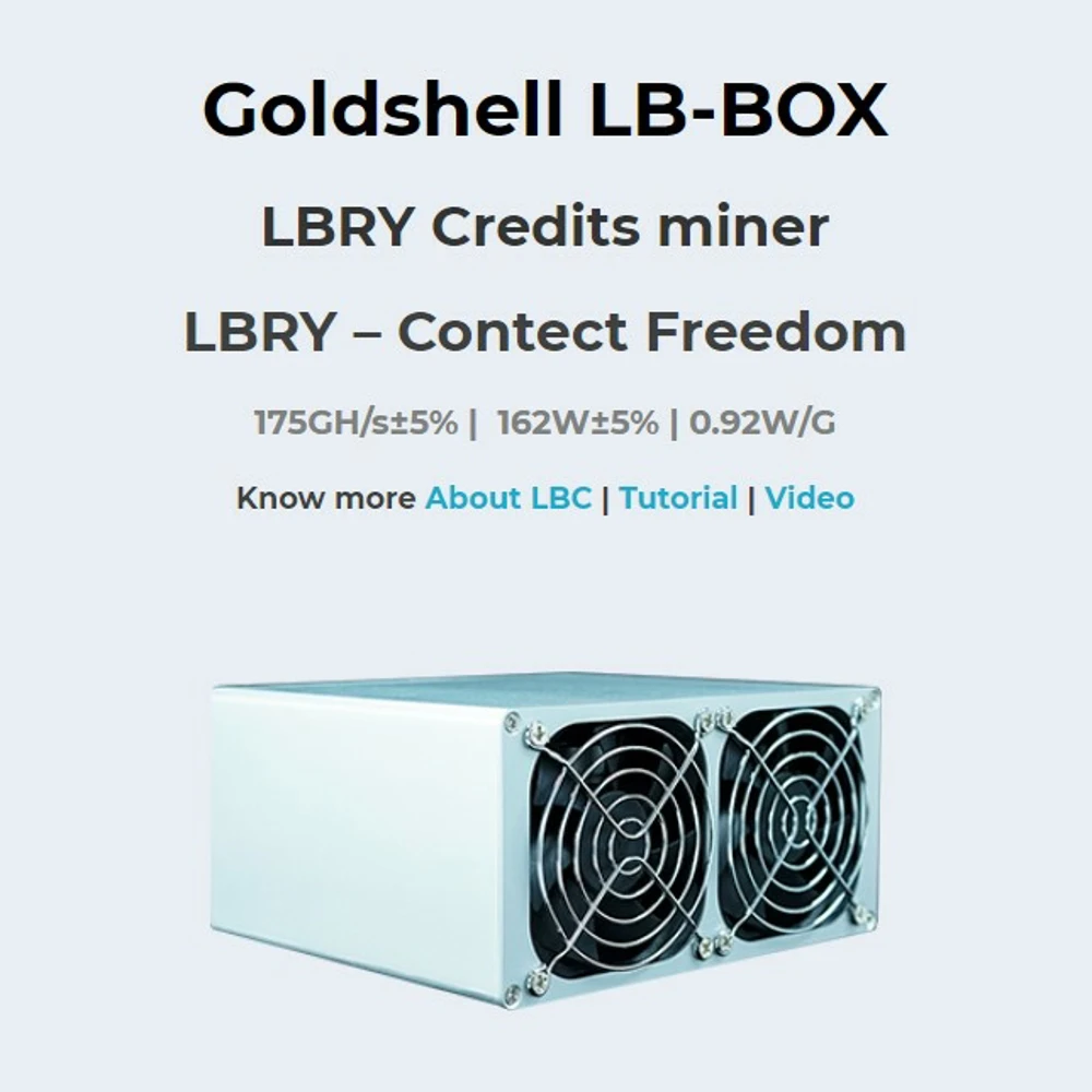 New Goldshell LB-BOX 175GH/s LBRY LBC ASIC miner with PSU better than KD5 KD2 CK-BOX KD-BOX Mini-DOGE Antminer z9 Ebit E9i A1