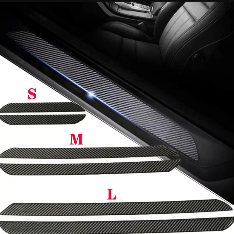 1pair Car Door Sill Guard Running Board Entry Protective Cover Carbon Fiber Sticker Sill Scuff Plate Pedal