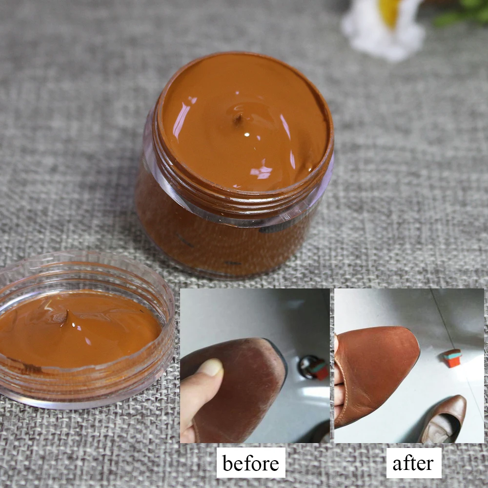 Light Brown Shoe Cream Leather Paint Coloring for Bag Sofa Seat Scratch 30ml Leather Dye Repair Restoration Color Change Paint