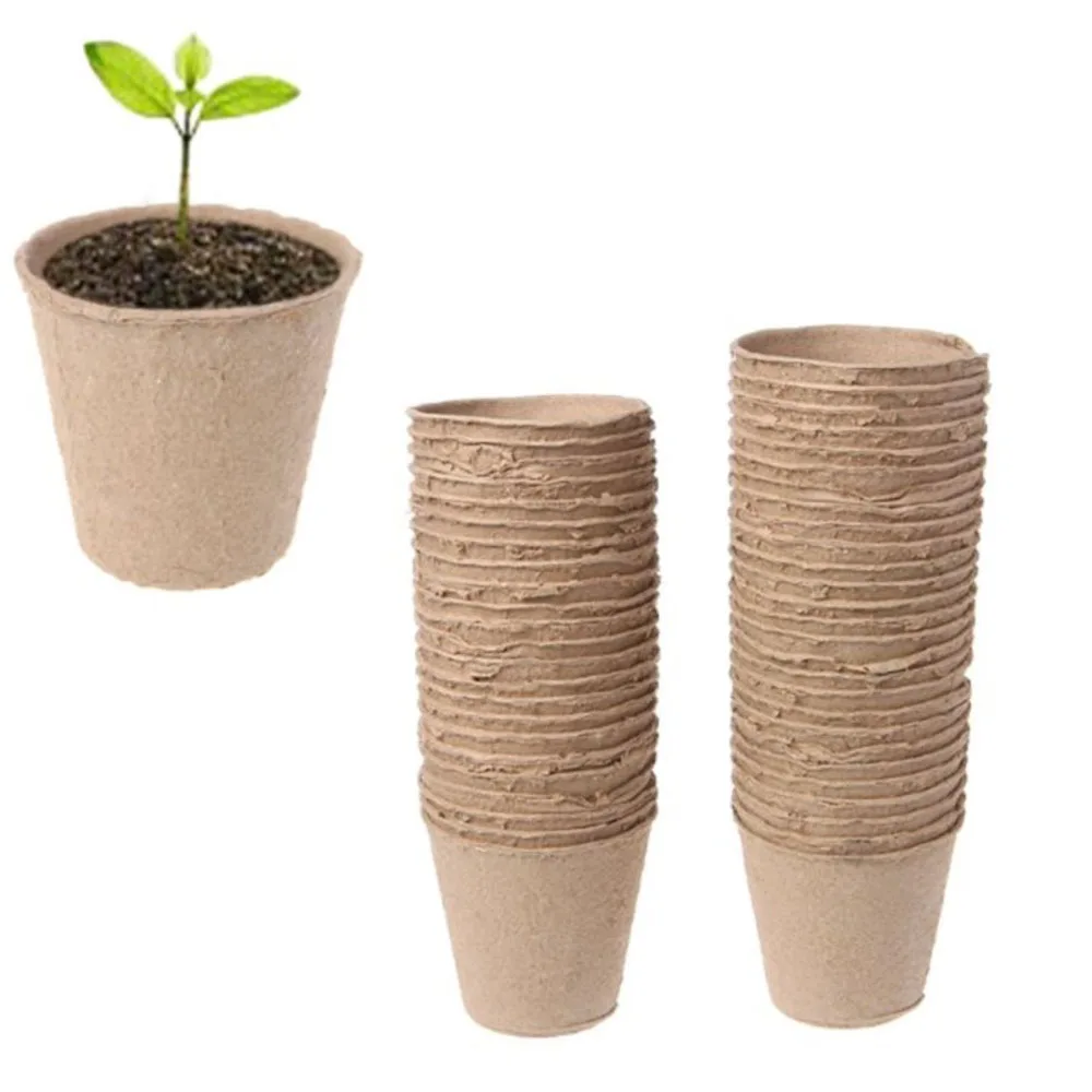 20 Pcs 6cm Garden Round Peat Pots Plant Starters Cups Nursery Herb Tray Planting Tools Environmental Biodegradable New 2024