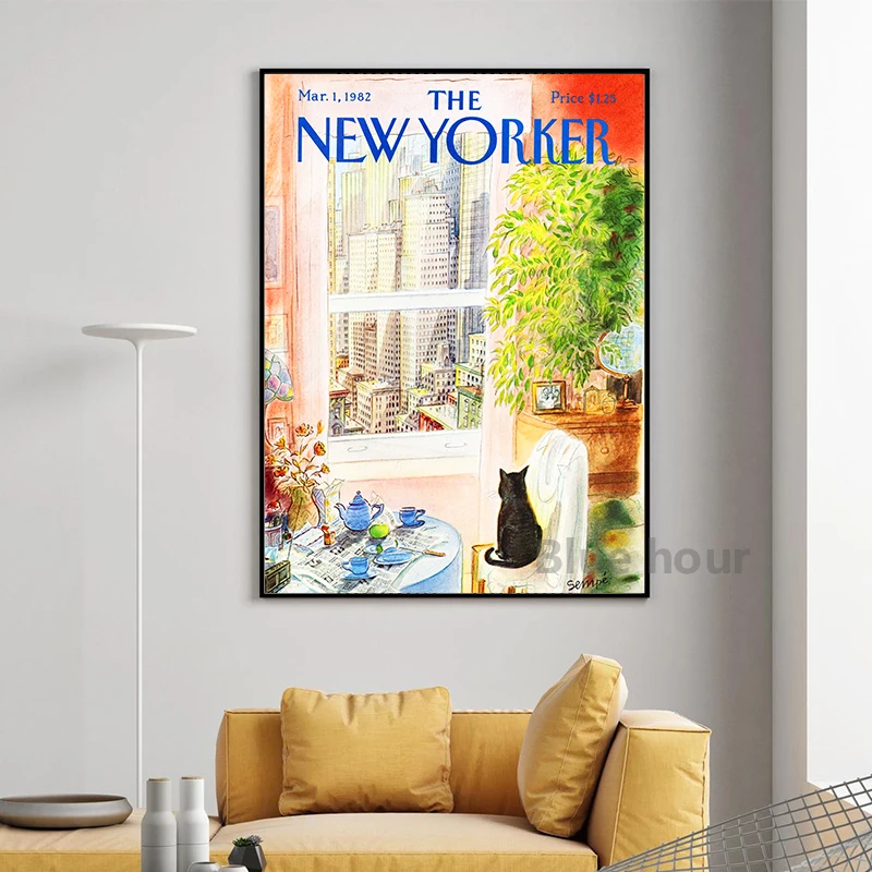 The New Yorker Magazine Canvas Print Retro Posters and Prints Vintage Wall Art Pictures Living Room Home Decoration Paintings