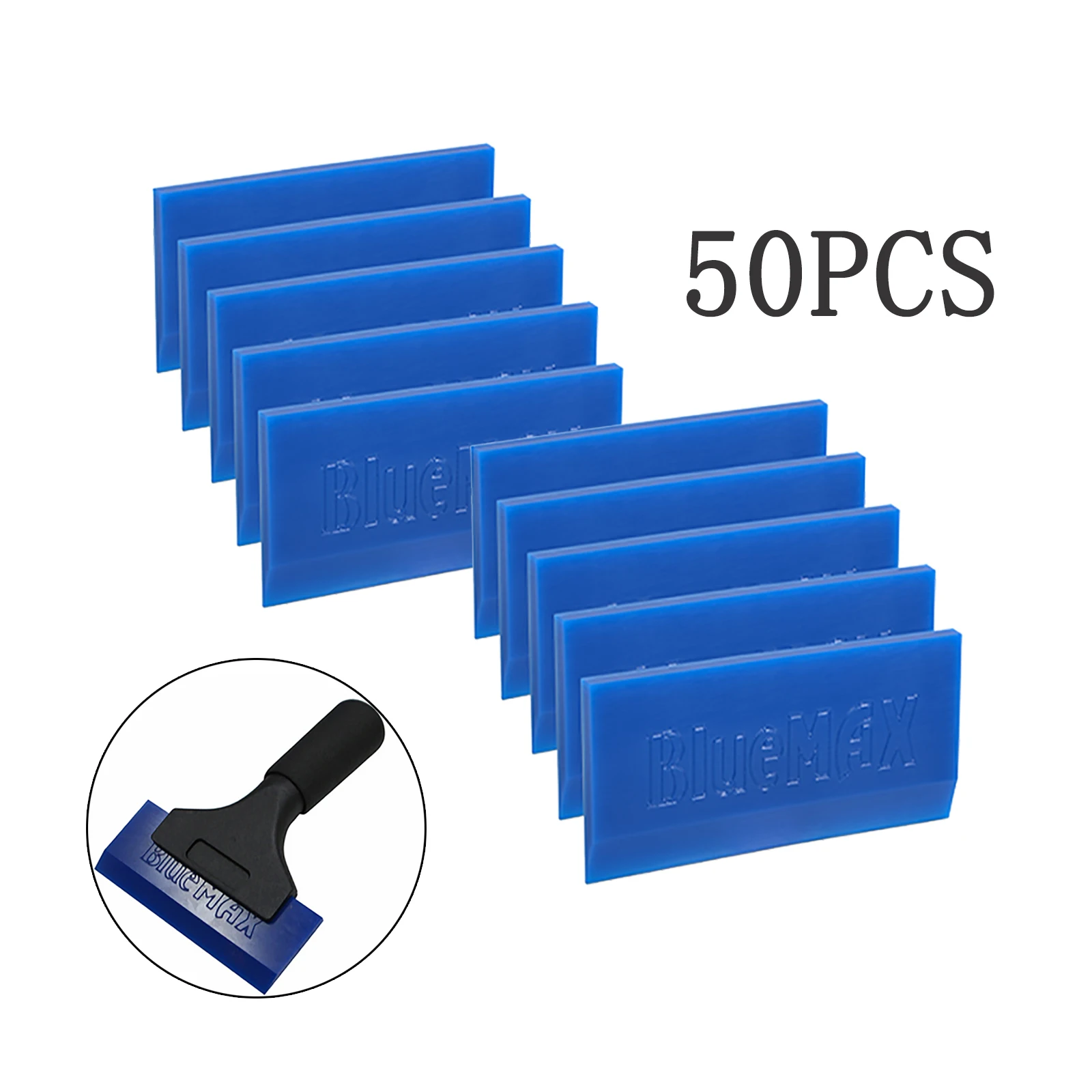 

EHDIS 50PCS BLUEMAX Rubber Vinyl Squeegee Spare Blades For Car Wash Window Tint Snow Scraper Shovel Handle Automotive Wrap Tools