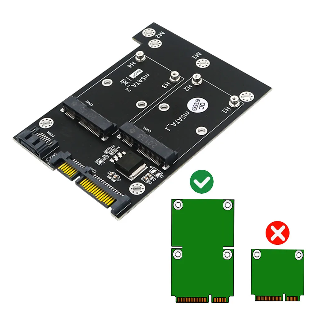 รุ่นอัพเกรด MSATA ไปยัง SATA Adapter MSATA SSD เพื่อ Dual SATA 3 6Gbps Converter Board Riser Card สำหรับ windows Linux Mac 10 OS