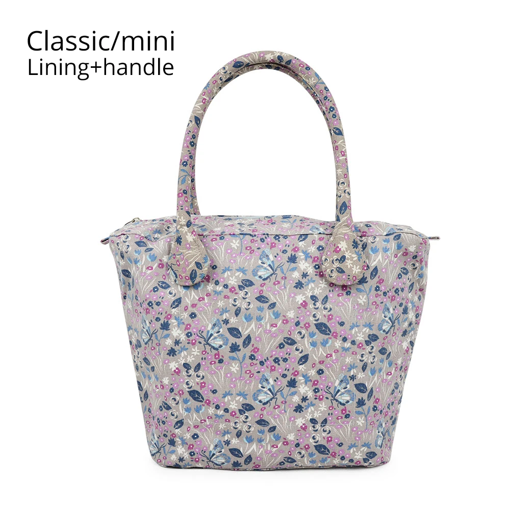 Canvas Fabric Short Long Round Flora Handle Small Big Insert Lining for Obag Classic Mini O Bag Women's Bags Shoulder Handbag