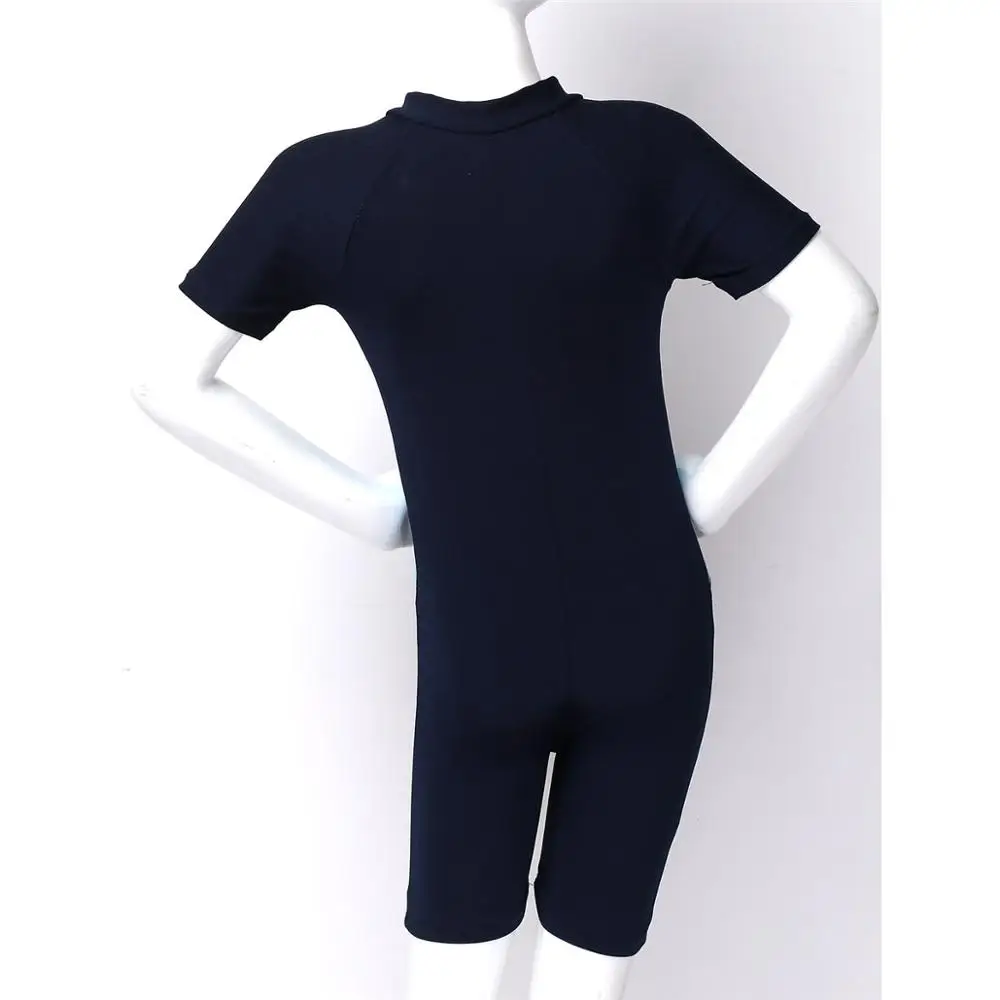 Wetsuits Girls Swimwear Short Sleeves Kids One Piece Bathing Suit Zippered Shorty Wetsuit Childen Rash Guards Beach Swimsuits