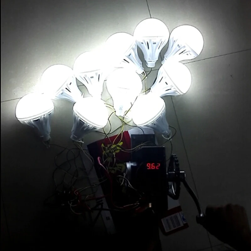 Generador de manivela manual, 100W, 12V 24V, estructura de aleación de aluminio, puente rectificador de voltímetro, equipo de enseñanza