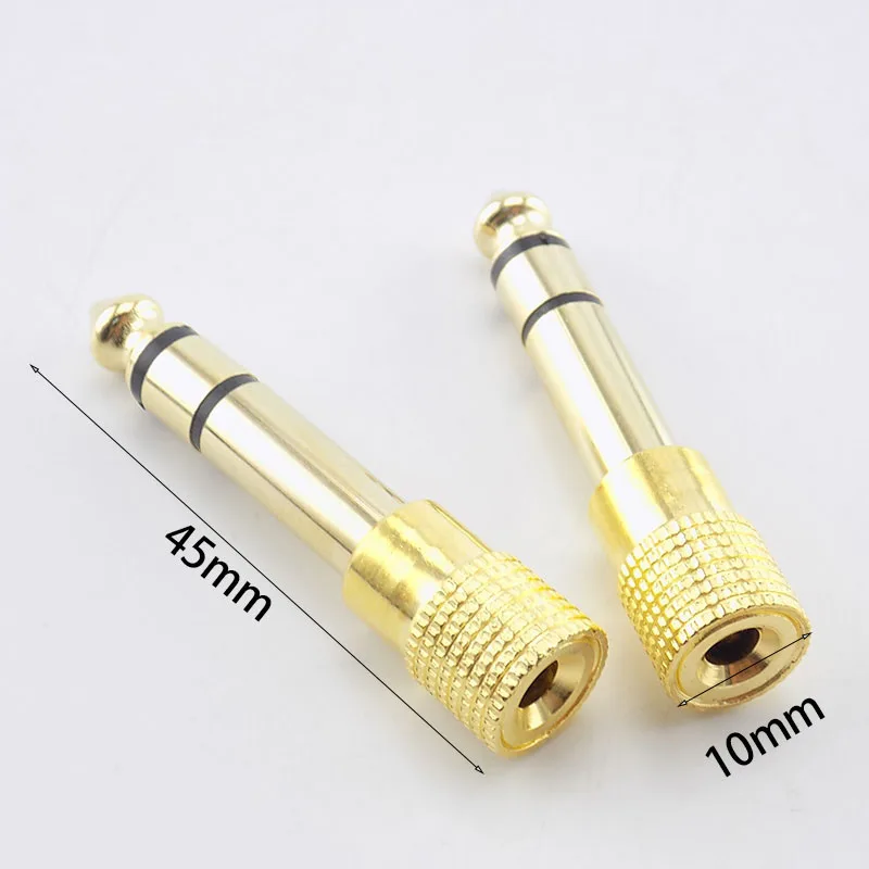 1/2pcs 6.5mm to 3.5mm Male to Female Headphone Stereo Audio Jack Plus Adapter 6.5 3.5 Converter Gold Music MP3 L19