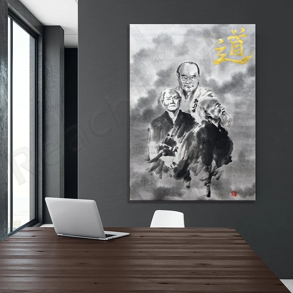 

Karate painting, Aikido painting, Shotokan painting, Kyokushin artwork, Ueshiba poster, Oyama poster, Funakoshi poster