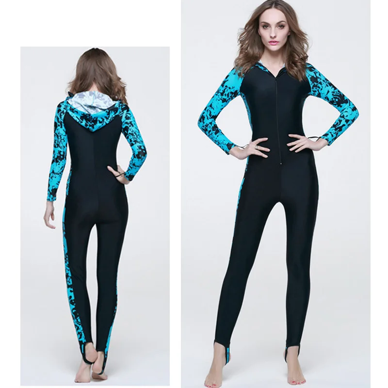 Full Body Dive Skin for Men and Women, Zip Front, Long Sleeve Rashguard, One-Piece Swimsuit, Sun UV Protection, Basic Wetsuit