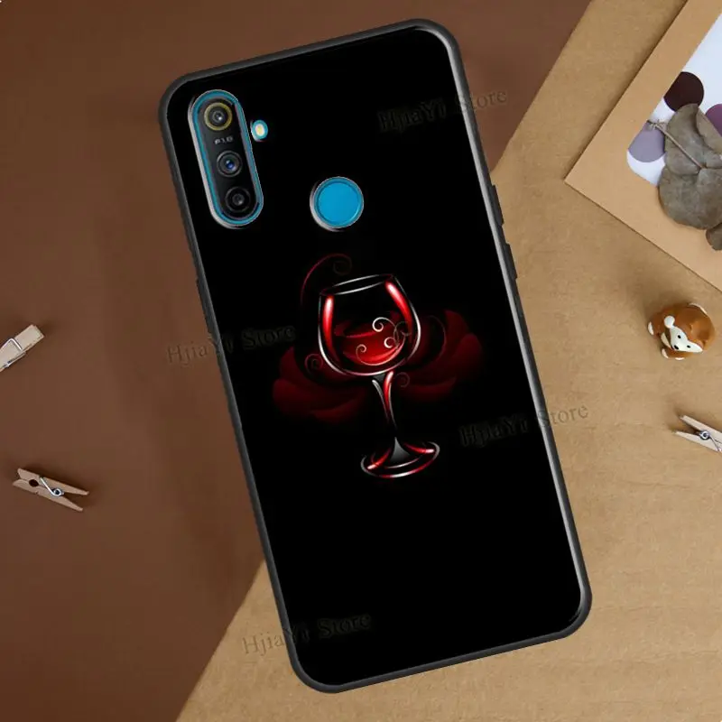 Red Wine Glass Case For OnePlus 10 Pro 9 8T Nord2 9R Cover For Realme GT Neo 2 GT Master C21 8i 9i 8 Pro