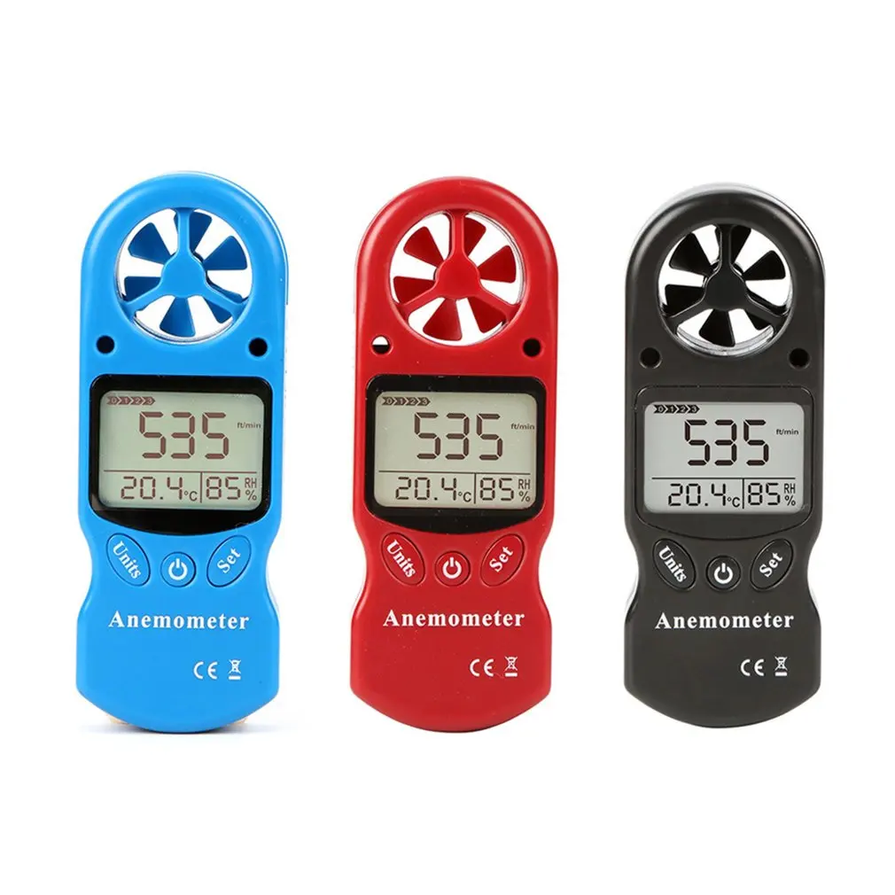 Mini Digital Anemometer LCD Handheld Air Flow Tester Wind Speed Meter Air Anemometer Measuring Wind Speed Temperature Gauge