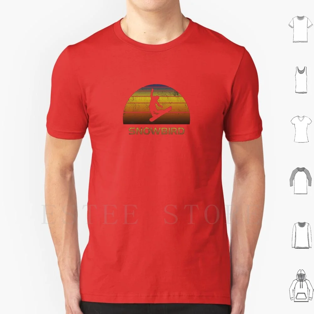Vintage Retro Snowbird Snowboard Fan Esquí Deporte de invierno Hombres Mujeres Niños Camping Senderismo.png Camiseta Estampado Algodón Esquí de montaña