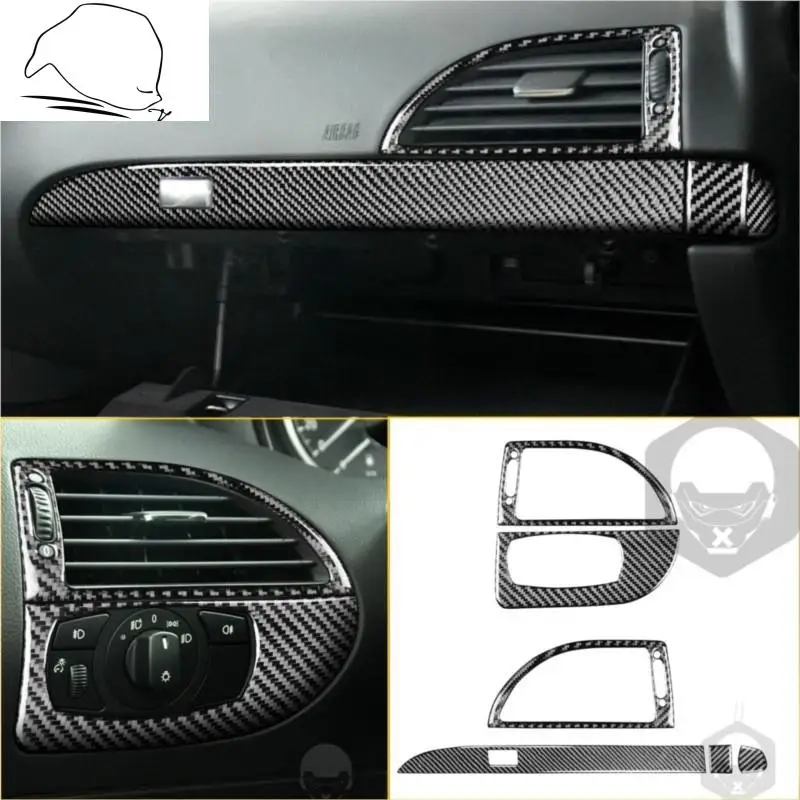 

Car Dashboard Trim Carbon Fiber Stickers For BMW 6 Series M6 E63 E64 2004-2010 Vents Light Switch Glove Box Door Cover Interior