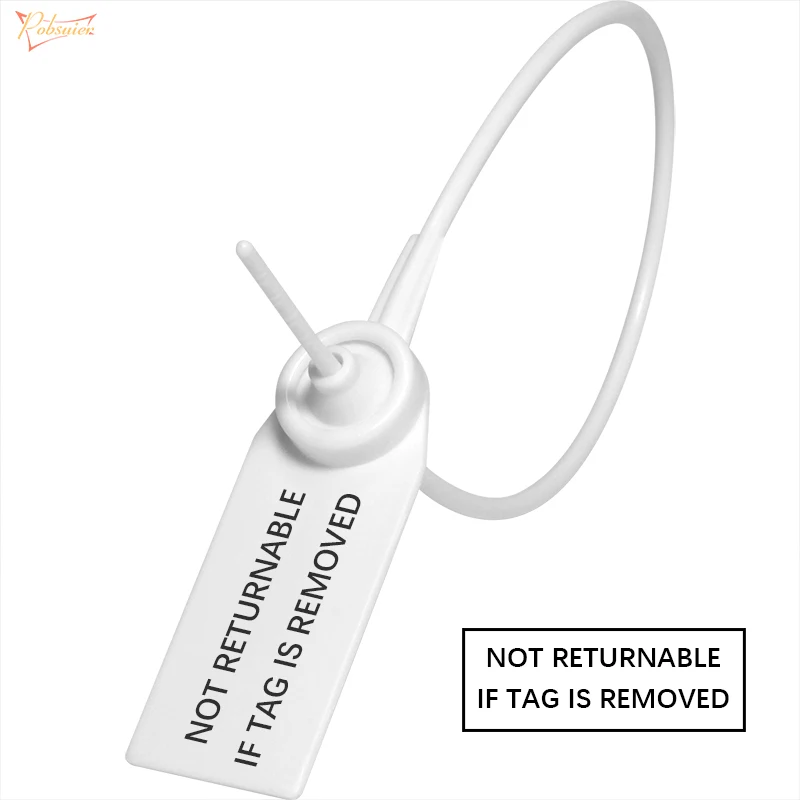 100Pcs VOID Seal NOT RETURNABLE IF TAG IS REMOVED Disposable Plastic Garment Security Tag Shoe Clothing Bag Off Hang Label White