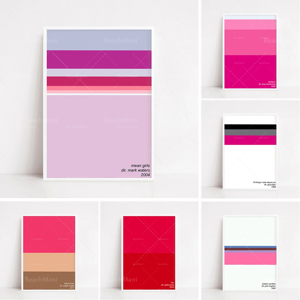 Impression de palette de fille moyenne minimaliste, alternative aux affiches de cinéma, design simple