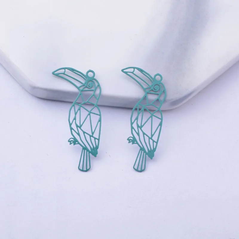 50 Stück AC12434 25*20mm Messing Tieranhänger Papageien-Charms in Silber- und Goldfarbe Kleine Anhänger für DIY-Schmuck und Ohrring-Zubehör – Detail 9