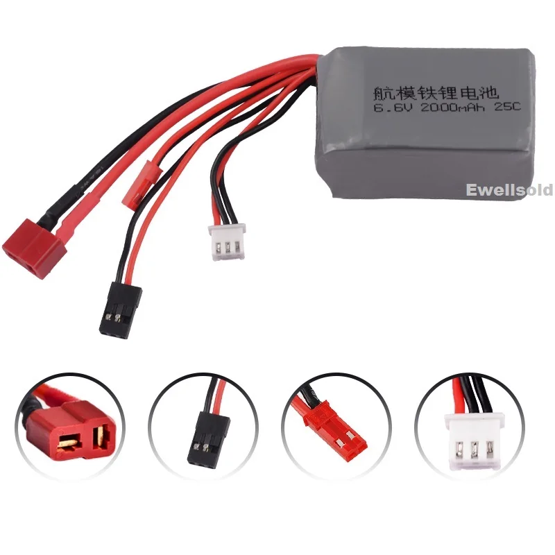 2S 6.6V 2000mAh 25C Li-ion Battery T/JST Plug for Rc Drone Boat Car Rc Receiver Battery