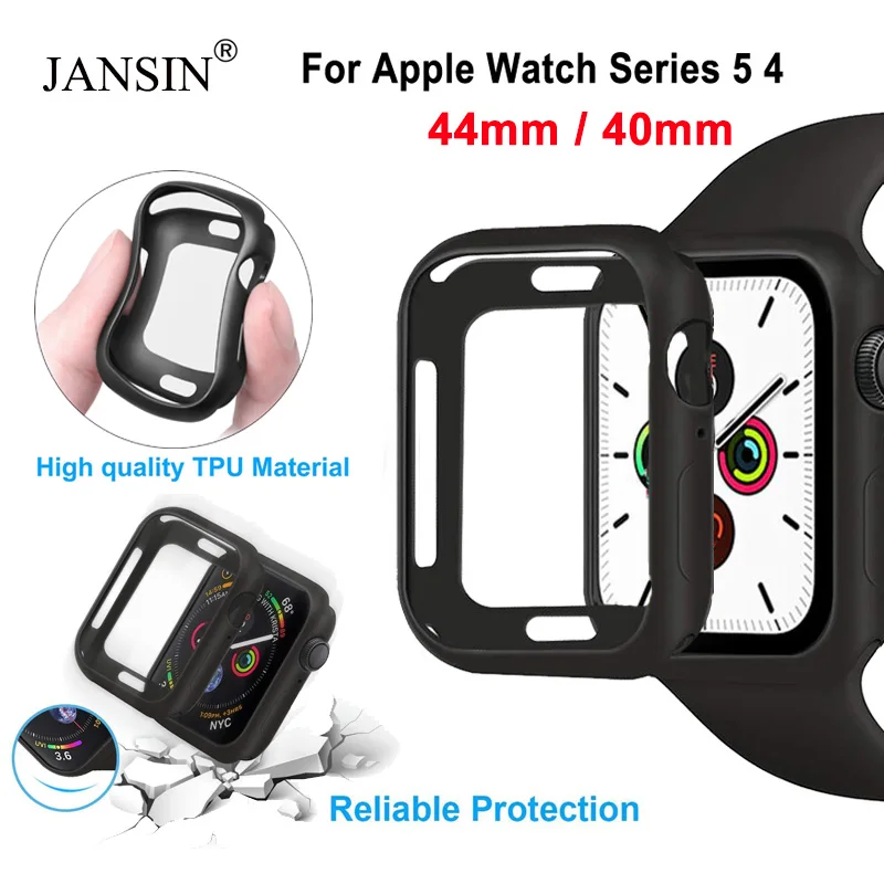 

Soft Silicone case For Apple Watch Series 5 4 Cover Frame Protection Bumper For iWatch Band 40mm 44mm Screen Protector Case