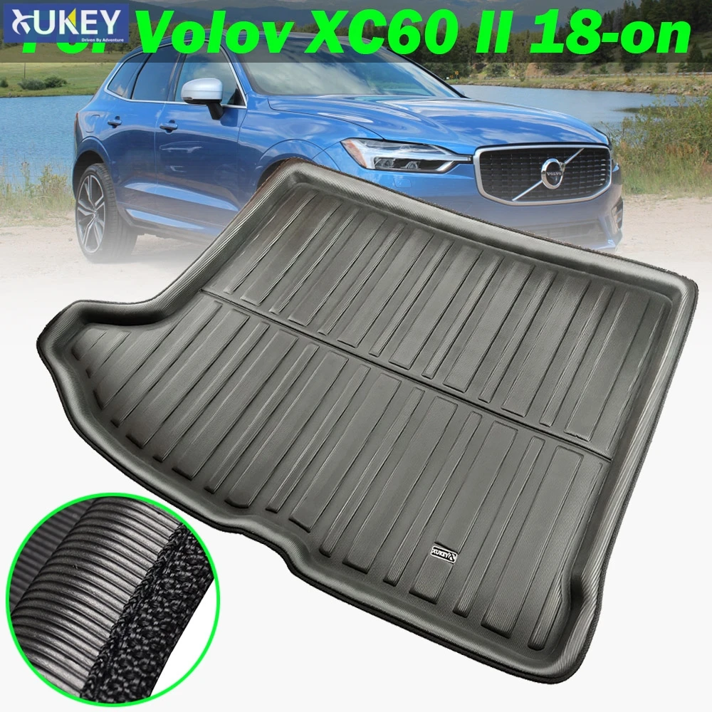 Tailored For Volvo XC60 MK2 2018 2019 2020 Black Cargo Liner Rear Trunk Boot Tray Mat Floor Carpet Anti-slip Water-proof