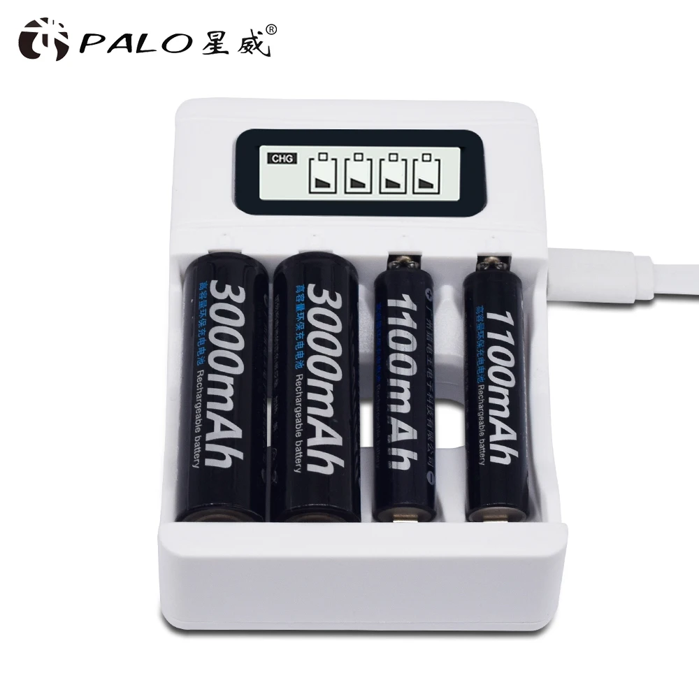 PALO AAA 1100mAh + AA 3000mAh NI-MH akumulator AAA 3A AA 2A ni mh nimh 1.2V oryginalne baterie o dużej pojemności