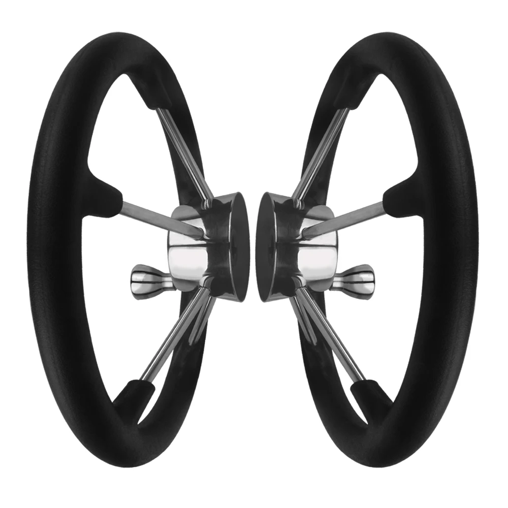 Boot Zubehör Marine 13-1/2 Inch edelstahl 5 Speichen Destroyer Lenkrad mit Schwarz Schaum Griff und Knopf