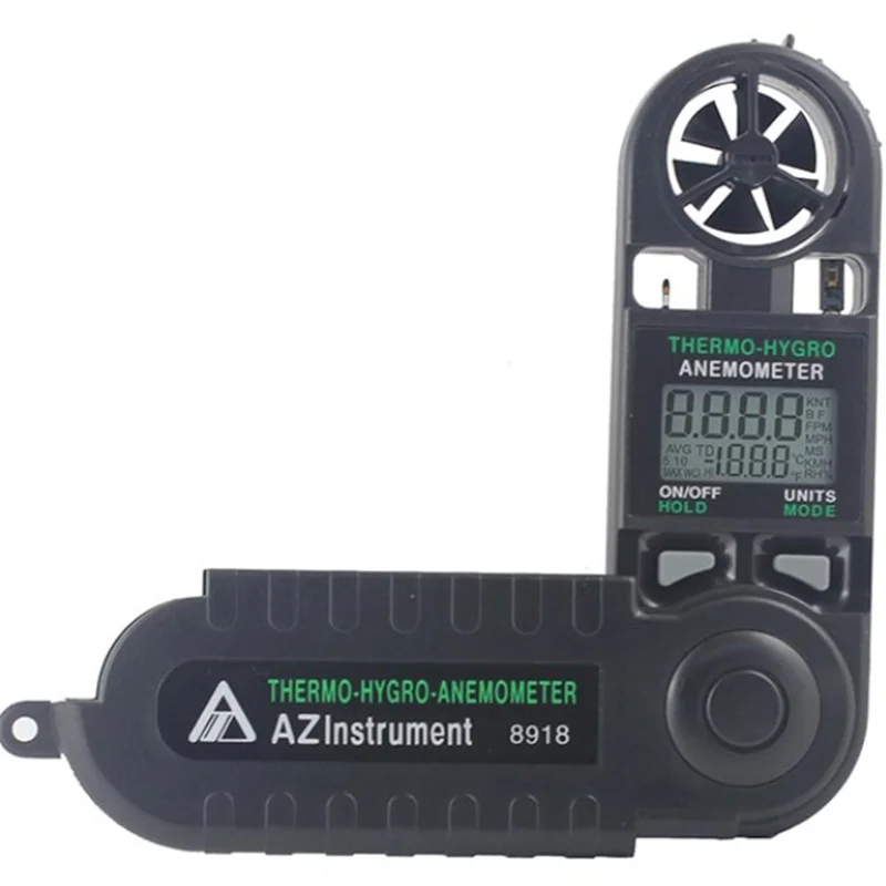 

AZ 8918 RH% Wind speed Meter Display Air Velocity and Temperature or Temperature and Windchill,Water-Resistant and Shock Proof.