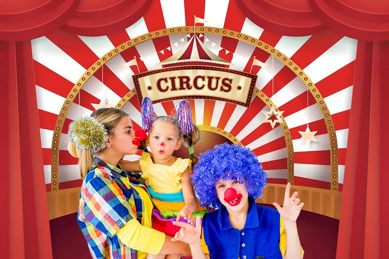 Circus Theme Party Backdrop Decor Newborn Baby Birthday Circus Carnival Clown Play Show Children Portrait Photography Background