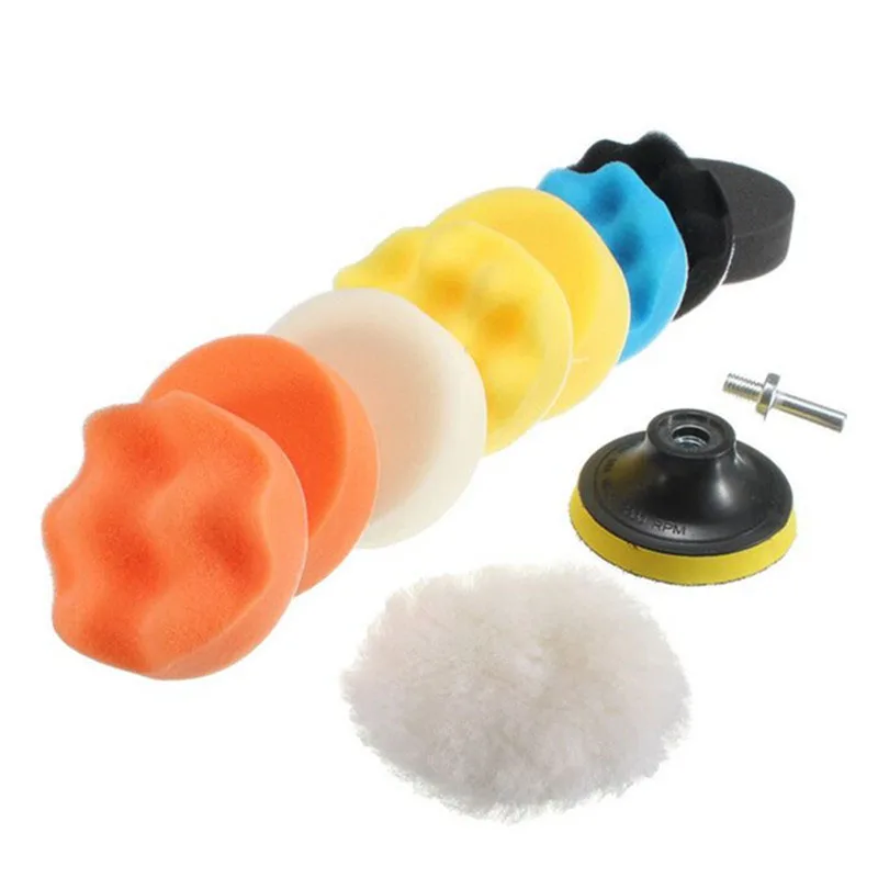 11pcs 3 inch Hand Tool Kit Buffing Sponge Wool Wheel Polishing Pad For Car Polisher Compound Polishing Car Cleaning Tool Set