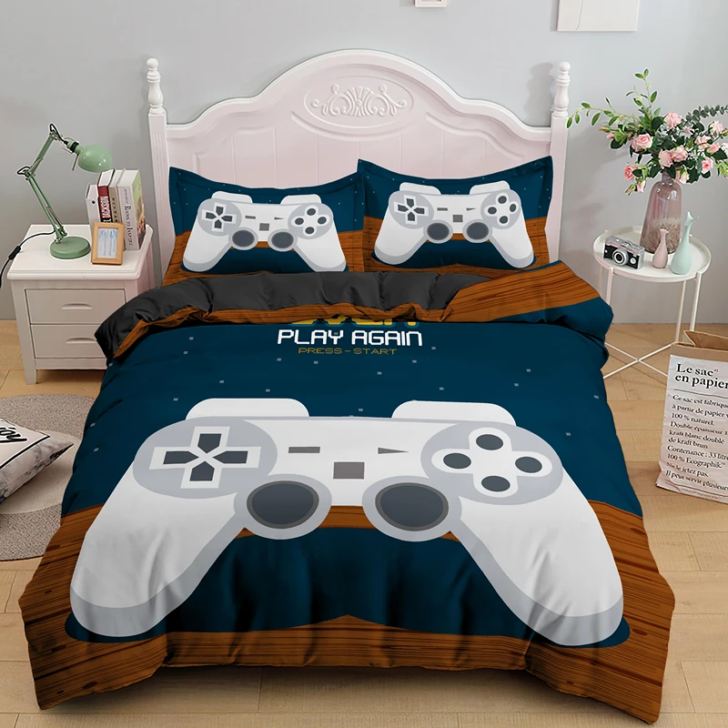 2/3 Pcs Gamer Duvet Cover Set Cartoon Luxury Bedding Sets Gift For Kids Boys Girls Game King Quilt Comforter Covers Bedlinen