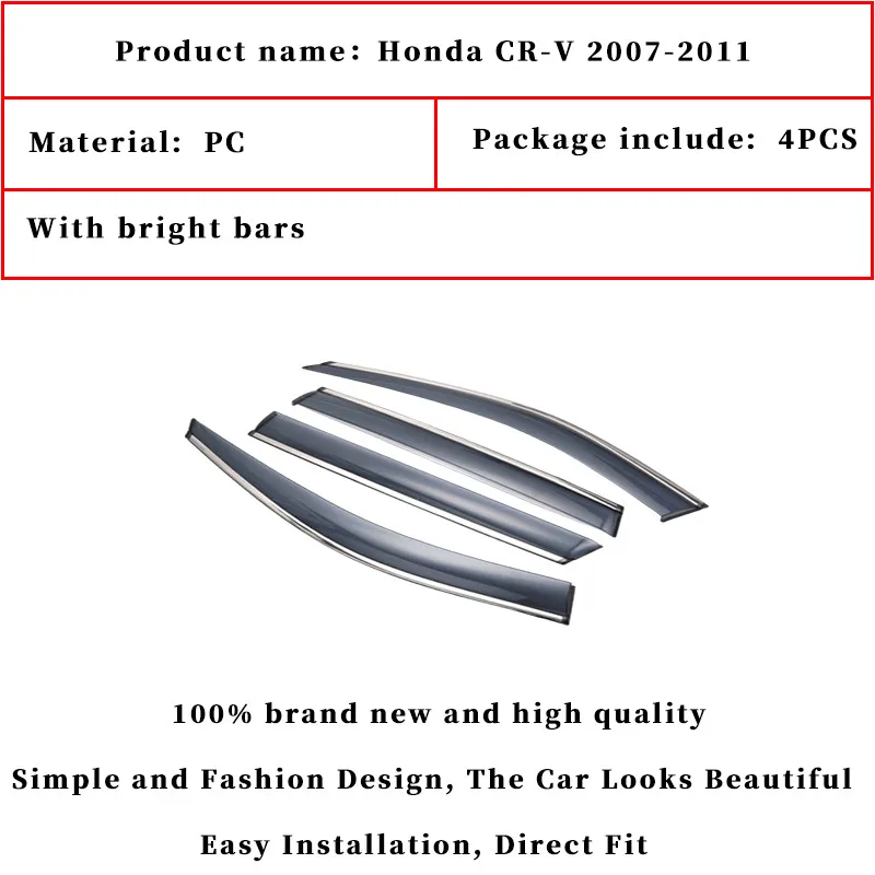 For Honda CR-V 2007-2011 window visor car rain shield deflectors awning trim cover exterior car-styling accessories parts