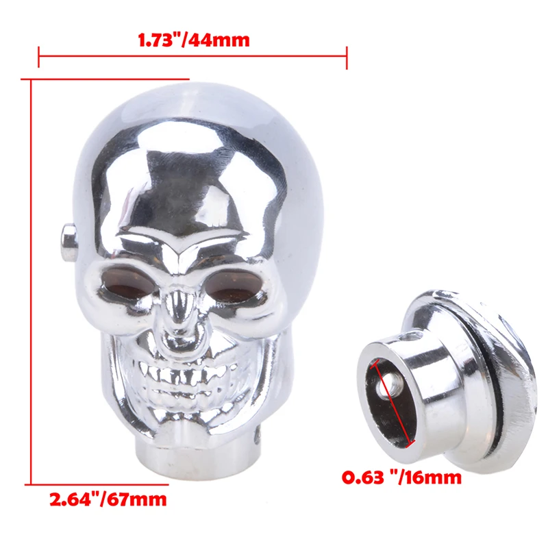 Gear Shift Knob Chrome LED Skull Eyes Light Luminous eye Chromium Plated Gear Lever Stick Handle Replacement  Car Accessories