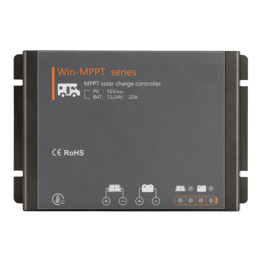 Imagem -02 - Controlador de Carga Solar rv Mppt Auto Painel Regulador Bateria de Lítio Compatível com Bluetooth 12v 24v 20a