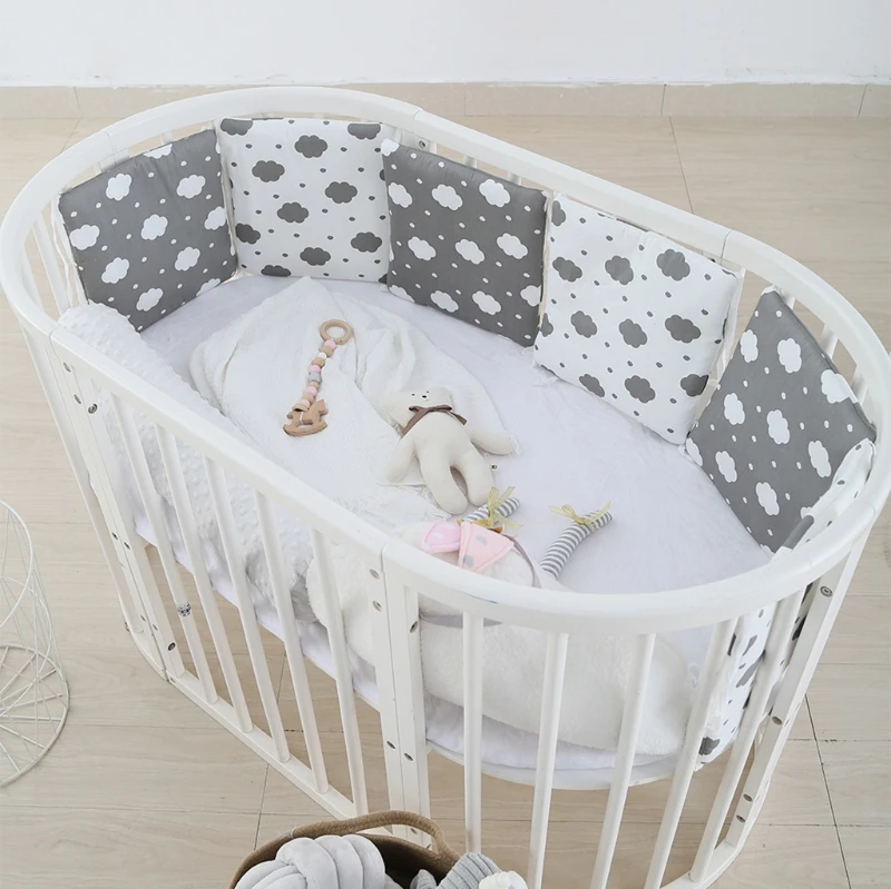 

baby nursery Nordic Stars Design Baby Bed Thicken Bumper One-piece Crib Around Cushion Cot Protector Pillows Newborns Room Decor