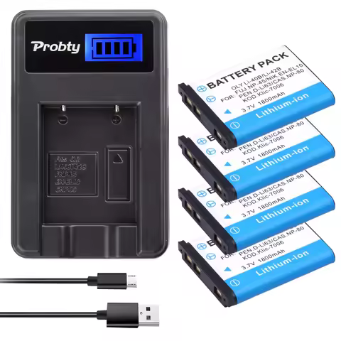 1800mAh Li-40B Li-42B EN-EL10 Battery LCD Charger for Olympus Li 40B 42B, Nikon EN EL10, FinePix XP70 XP60 XP50 T550